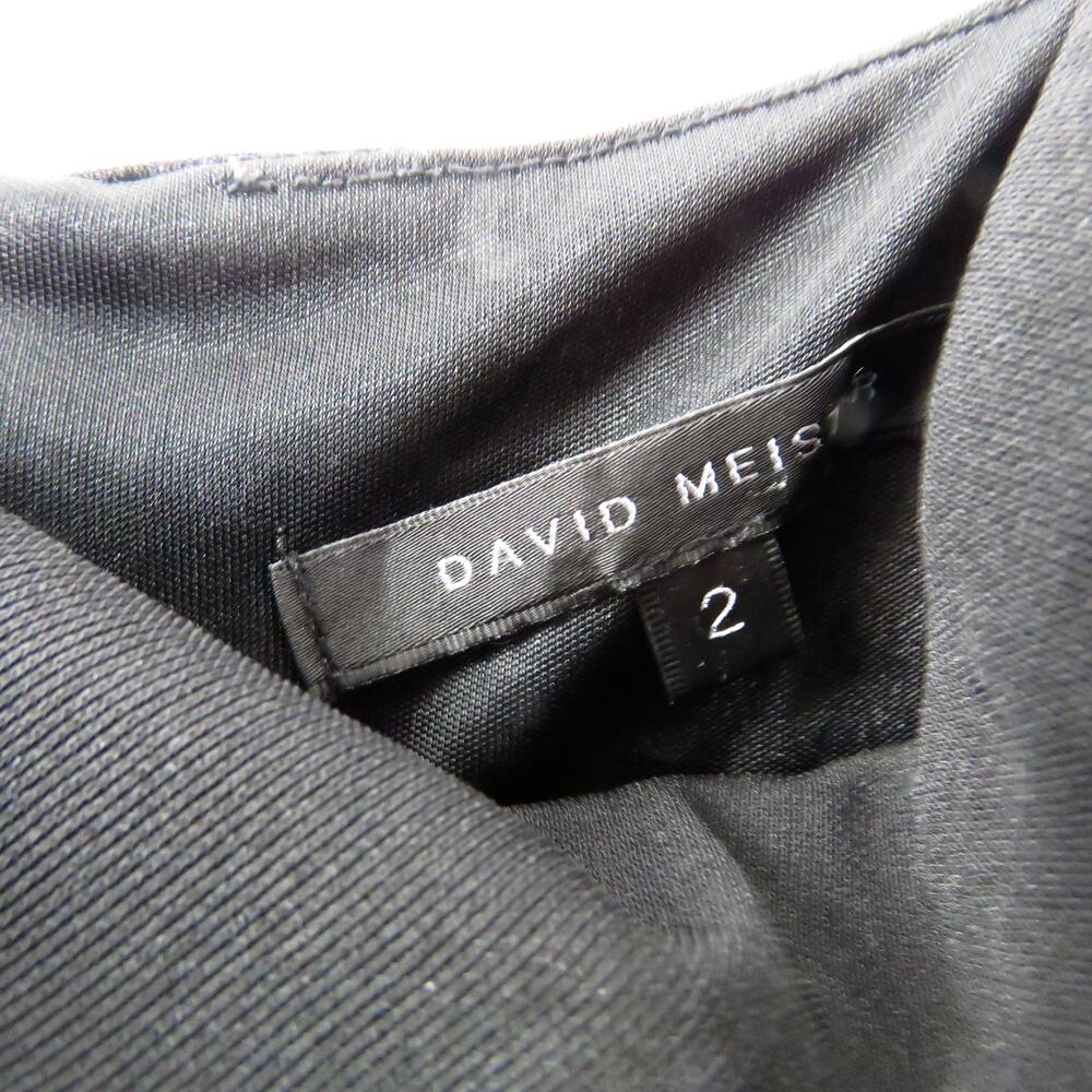 David Meister Vintage Black Drape Neck Slip Dress Midi Sleeveless Size 2 - Picture 4 of 5